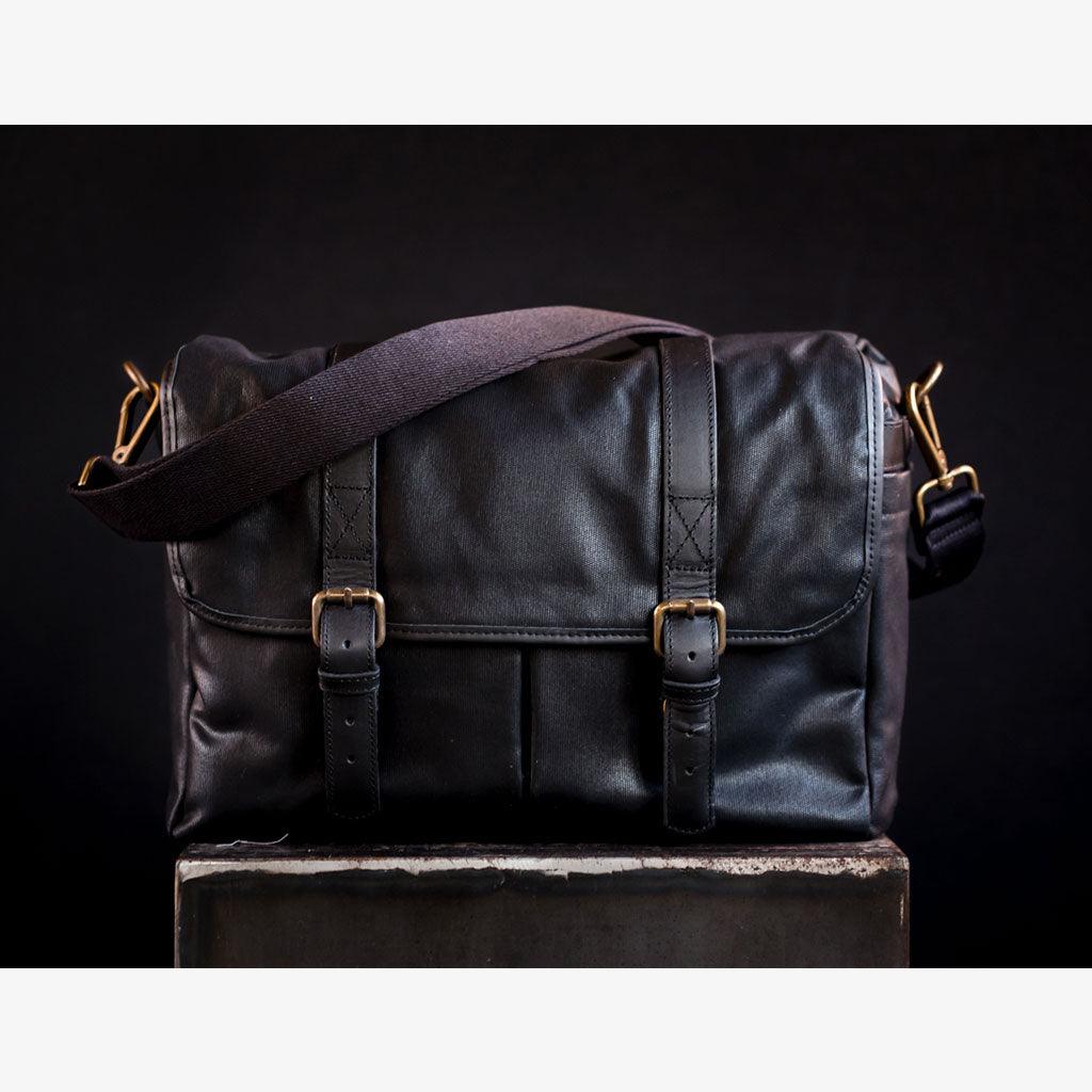 Roma Black Waxed Canvas Camera Bag