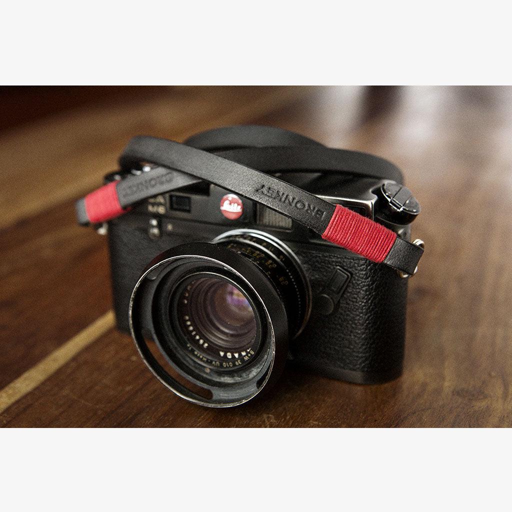 Tokyo #101 - Black & Red leather camera strap