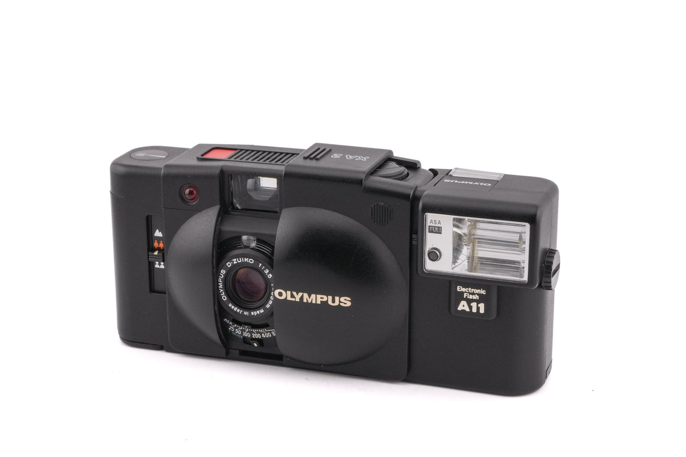 Olympus XA2 + Flash Eletrônico A11 · imagem principal