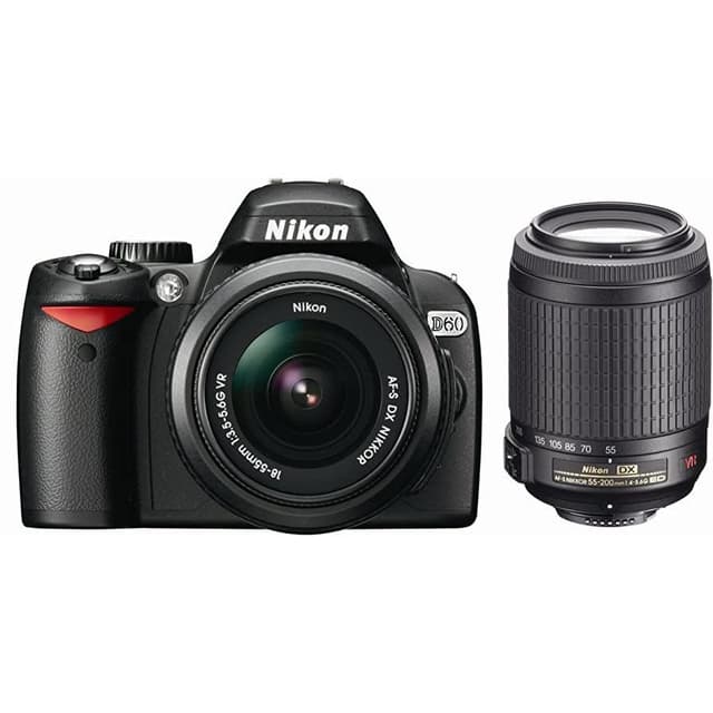D60 SLR - Black + Nikon AF-S DX Nikkor 18-55mm f/3.5-5.6G VR + AF-S DX Nikkor 55-200mm f/4-5.6G VR f/3.5-5.6 + f/4-5.6  · main image
