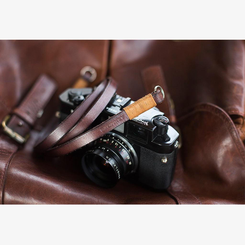 Tokyo #105 - Brown & tanned leather camera strap