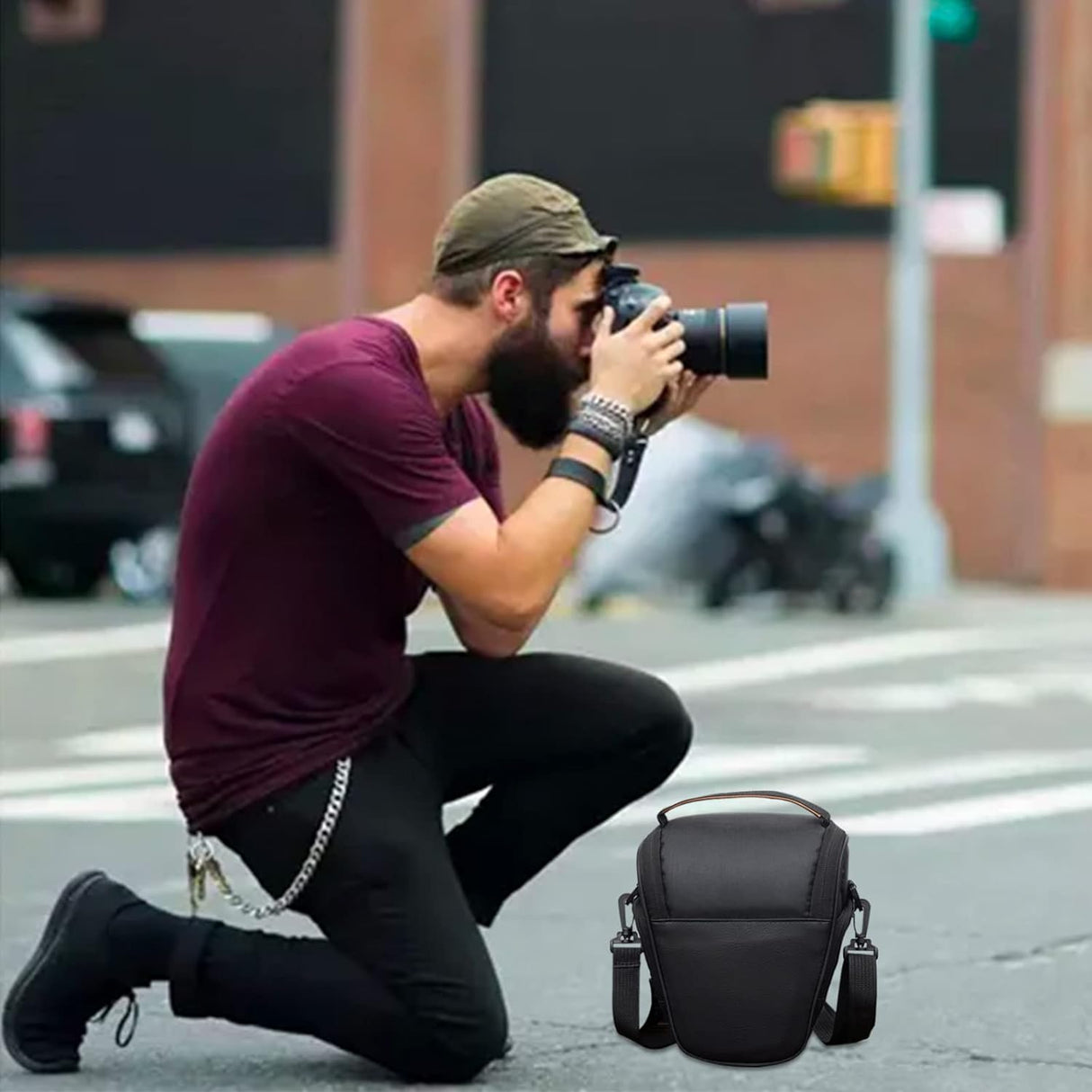 HIUOUIH Funda Camara Reflex Bolsa Fotografia Impermable y Anti-Choque Camera Bag Bandolera SLR Fotos Compacta con Correa de Hombro para la Mayoría Digital DSLR Cámaras, Negro