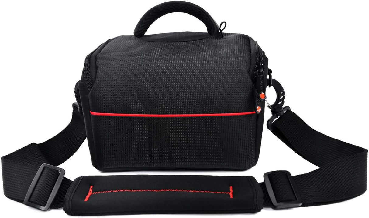 FOSOTO Bolsa Funda Cámara Réflex DSLR SLR Negra de Hombro Antigolpe para Canon Powershot SX540 SX530 SX530 SX60, Nikon B500 D3500, D7500 Sony DSC HX400V a7II a6400, Panasonic LUMIX DC-S5KE-K