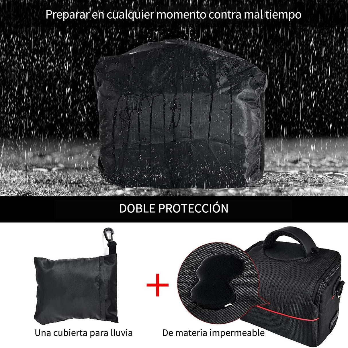 FOSOTO Bolsa Funda Cámara Réflex DSLR SLR Negra de Hombro Antigolpe para Canon Powershot SX540 SX530 SX530 SX60, Nikon B500 D3500, D7500 Sony DSC HX400V a7II a6400, Panasonic LUMIX DC-S5KE-K