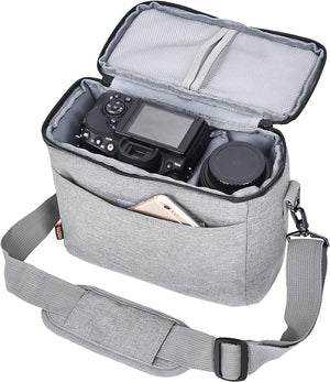 FOSOTO Bolsa Funda Cámara Réflex Digital DSLR SLR Antigolpe Impermeable de Hombro para 1 Cámara,1 ó 2 Lentes y Accesorios de Fotos para Canon 700D 1200D 600D, Nikon Sony a7 II a6400, Panasonic