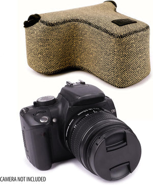 USA Gear Funda Cámara Reflex DSLR con Protección de Neopreno, Presilla para Cinturón y Almacenamiento de Accesorios - Compatible con Nikon D3400, Canon EOS Rebel SL2, Pentax K-70 y más - Negro