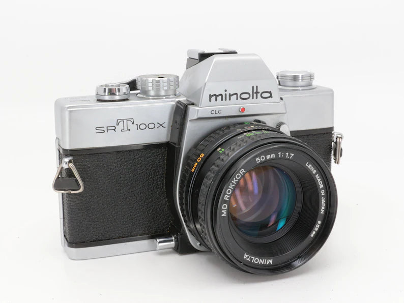 Minolta SrT100x 35mm Film Camera w/ 50mm MD Vintage Analog